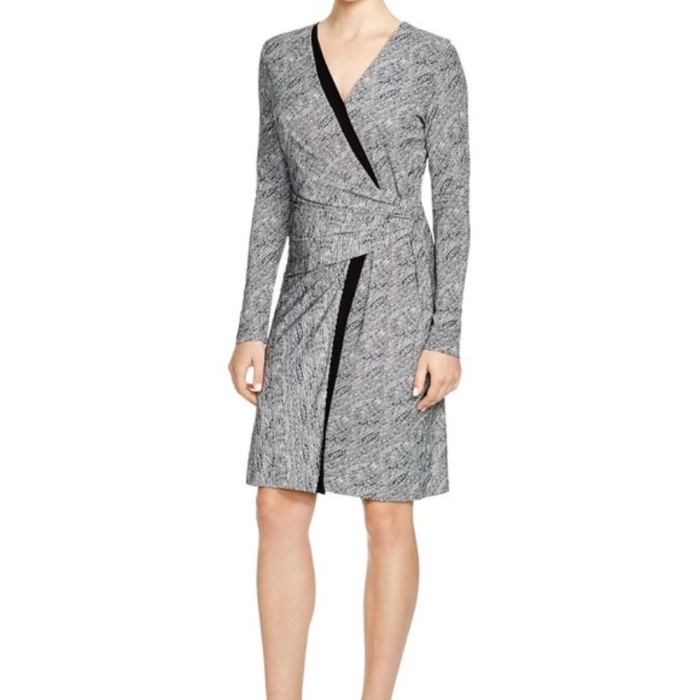 BOSS Hugo Boss B/W Pleated Faux Wrap Dress